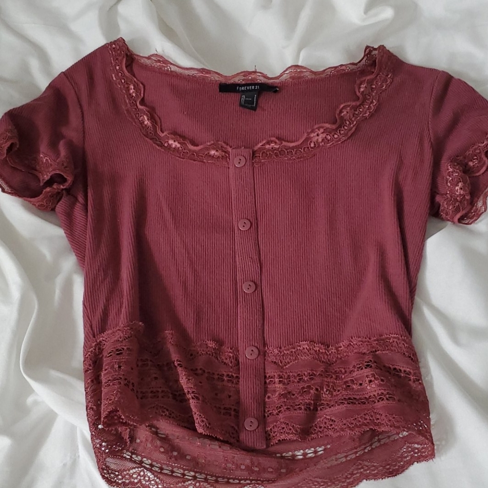 Maroon button up top